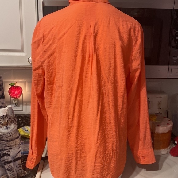 D womens Van Heusen solid orange long sleeve button up shirt size XL - Picture 2 of 4